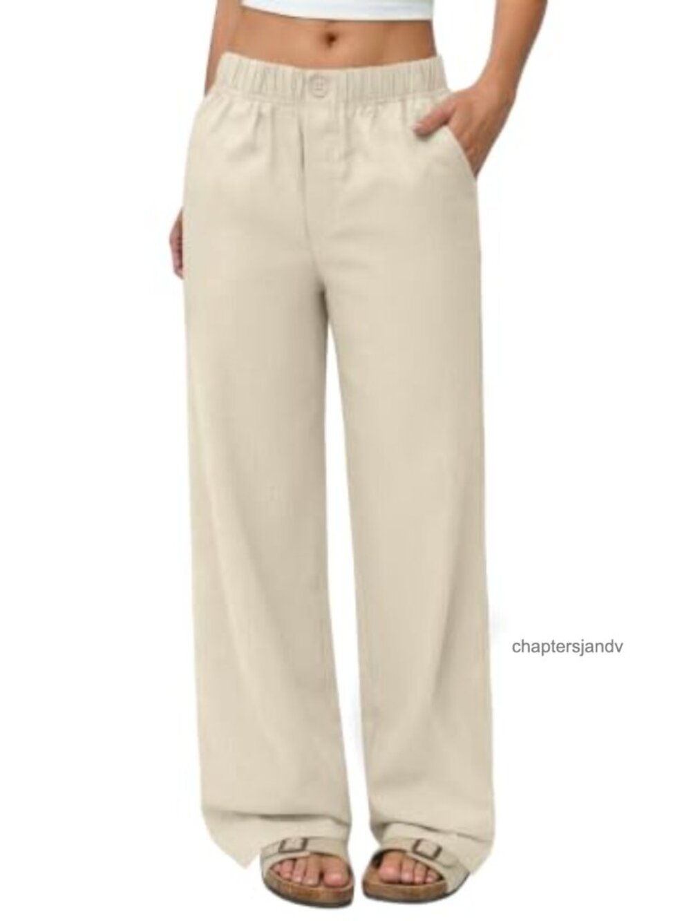 Linen Wide Leg Palazzo Pants High Waist Flowy Beach Travel Casual
